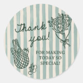 市場から届いたばかりの手描き ウェディングシャワーのステッカー ラウンドシール (正面)