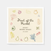 市場から届いたばかりの手描き ブライダルシャワー スタンダードカクテルナプキン (正面)