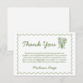 市場から届いたばかりの気まぐれなフレッシュグリーン ブライダルシャワー サンキューカード (正面/裏面)