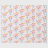 市場から届いたばかりの水彩ブルー・ウィムジカル ラッピングペーパー (フラット)