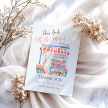 市場から届いたばかりの水彩花イラストのウェディングシャワーのお礼カード