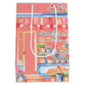 市場から届いたばかりの水彩花束 ブライダルシャワー ミディアムペーパーバッグ (裏面)