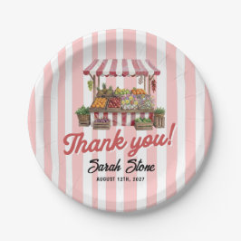 市場から届いたばかりの真っ赤なブライダルシャワー ペーパープレート