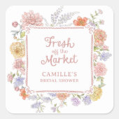 市場から届いたばかりの花のブライダルシャワー スクエアシール (正面)