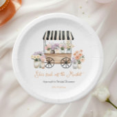 市場から届いたばかりの花を飾ったブライダルシャワー ペーパープレート