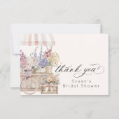 市場から届いたばかりの花台 ブライダルシャワー サンキューカード (正面)