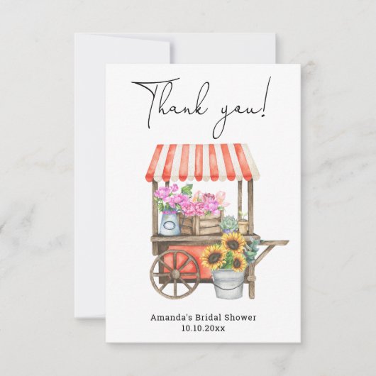 市場から届いたばかりの花嫁のシャワー　ありがとう サンキューカード (正面)