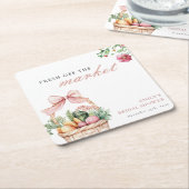 市場から届いたばかりの花嫁シャワー スクエアペーパーコースター (アングル)