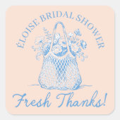 市場から届いたばかりの花束 ブライダルシャワーデザイン スクエアシール (正面)