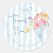 市場から届いたばかりの青い水彩画 ありがとう ラウンドシール (正面)