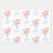 市場から届いたばかりの ファンシーな 花の パステルカラー ラッピングペーパーシート (正面3)