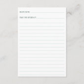 市場から届いたばかりの ブライダルシャワーレシピのリクエスト エンクロージャーカード (裏面)