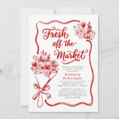 市場から届いたばかりの、気まぐれな赤い結婚前のお祝い 招待状 (正面)