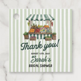 市場から届いたフレッシュなグリーンのブライダルシャワー フェイバータグ