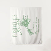 市場から届いたフレッシュなグリーンの結婚前お披露目パーティー タペストリー (正面)