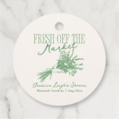 市場から届いたフレッシュなグリーンの結婚前お披露目パーティー フェイバータグ (裏面)