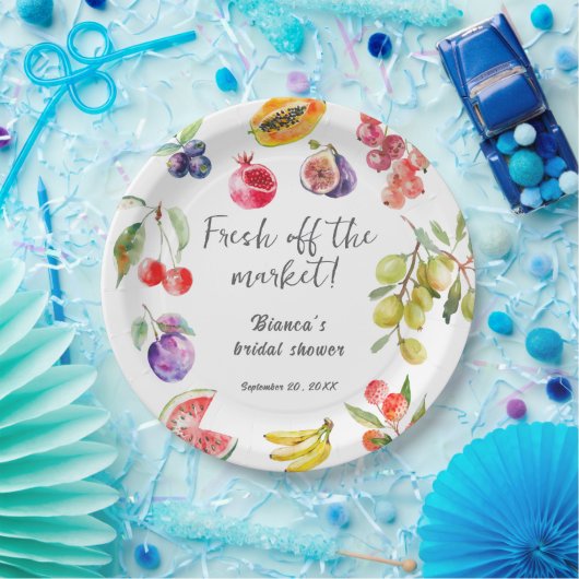 市場から届いたフレッシュなフルーツのウェディングシャワーのご案内 ペーパープレート (パーティー)