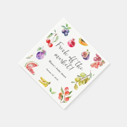 市場から届いたフレッシュなフルーツのブライダルシャワー スタンダードカクテルナプキン (角)