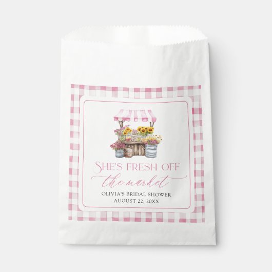 市場から届いたフレッシュなブライダルシャワー フェイバーバッグ (正面)