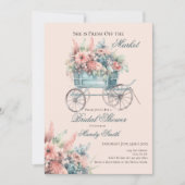 市場から届いたフレッシュな花のカート ブライダルシャワー 招待状 (正面)