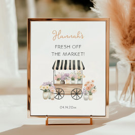 市場から届いたフレッシュな花のブライダルシャワーのウェルカムメッセージ ポスター