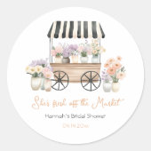 市場から届いたフレッシュな花のブライダルシャワー ラウンドシール (正面)
