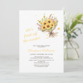市場から届いたフレッシュな花のブライダルシャワー 招待状 (スタンド正面)