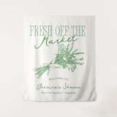 市場から届いたフレッシュグリーンのブライダルシャワー タペストリー (正面)