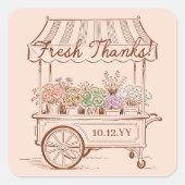 市場から届いた花のカート ブライダルシャワー スクエアシール (正面)