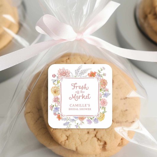 市場から届いた花のブライダルシャワー スクエアシール