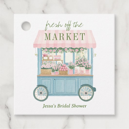 市場から届いた花のブライダルシャワー フェイバータグ (正面)