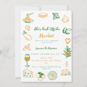 市場から手で引き出した婚約 招待状 (正面)