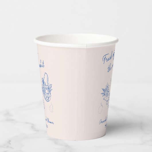 市場から消えた 手描きのドゥードルで描かれた ブライズシャワーのイラスト 紙コップ (右)