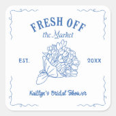 市場から生々しい青ブライダルシャワー スクエアシール (正面)