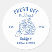 市場から生々しい青ブライダルシャワー ラウンドシール (正面)