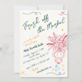 市場から生まれおもしろい手引きブライダルシャワー 招待状 (正面)
