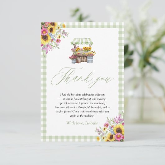 市場から生まれたグリーンギンガムサンキューカード サンキューカード (スタンド正面)