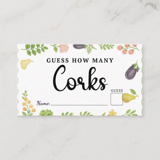 市場から生まれコルクゲームブライダルシャワー エンクロージャーカード (正面)