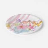 市場から生まれピンクストライプ色の水色 ペーパープレート (アングル)