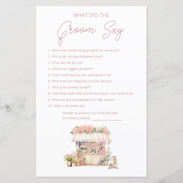 市場から生まれブライダルシャワー新郎が言う (正面)