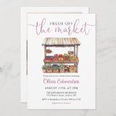 市場から生まれ写真QRコードブライダルシャワー 招待状 (正面/裏面)