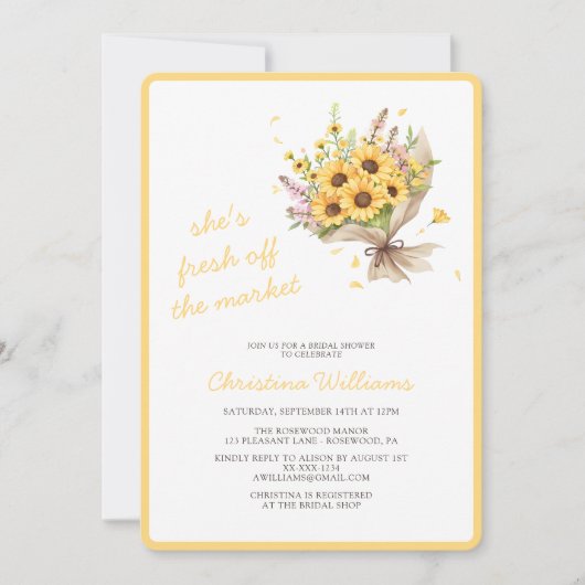 市場から生まれ出たフローラブライダルシャワー 招待状 (正面)