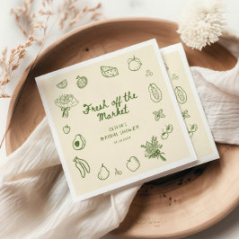 市場から生まれ出た緑色の手で引かれた スタンダードカクテルナプキン