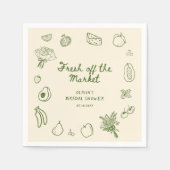 市場から生まれ出た緑色の手で引かれた スタンダードカクテルナプキン (正面)