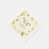 市場から生まれ出た緑色の手で引かれた スタンダードカクテルナプキン (角)