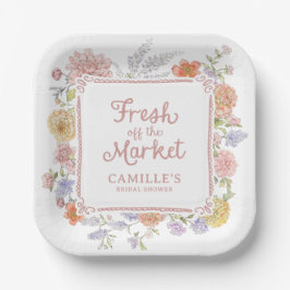 市場から生まれ手で引いたブライダルシャワー ペーパープレート