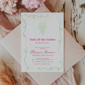 市場から生まれ手で引いたブライダルシャワー 招待状
