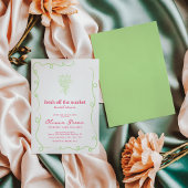 市場から生まれ手で引いたブライダルシャワー 招待状