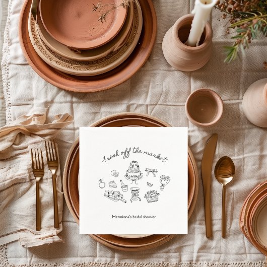 市場から生まれ手で引き出されたブライダルシャワー スタンダードカクテルナプキン