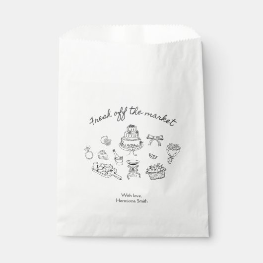 市場から生まれ手で引き出されたブライダルシャワー フェイバーバッグ (正面)